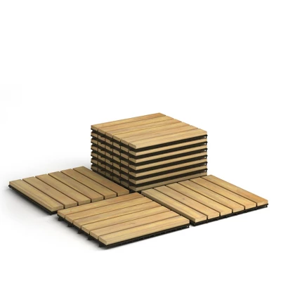 Costway 12'' X 12'' Acacia Wood Deck Patio Pavers Stripe Pattern 9 Costway 12'' X 12'' Acacia Wood Deck Patio Pavers Stripe Pattern - Image 9