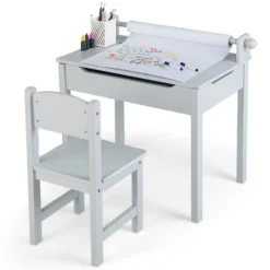 Costway Toddler Craft Table & Chair Set Kids Art Crafts Table WithPaper Roll Holder Grey/White -Costway Sales Store GUEST 06ee0f4a 4d39 4b89 b592 d33d5f1b545d