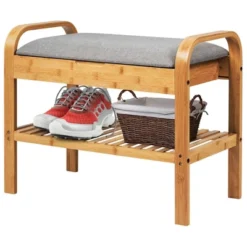 Costway Shoe Rack Bench Bamboo W/Cushioned Seat&Storage Shelf Padded Seat Shoe Bench -Costway Sales Store GUEST 081f9c1d a2c2 4439 b8de 6c3bbf55db51