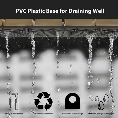 Costway 40PCS 12'' X 12'' Acacia Wood Deck Patio Pavers Stripe Pattern 5 Costway 40PCS 12'' X 12'' Acacia Wood Deck Patio Pavers Stripe Pattern - Image 5