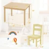 Costway Kids 5 Piece Table Chair Set Pine Wood Multicolor Children Play Room Furniture