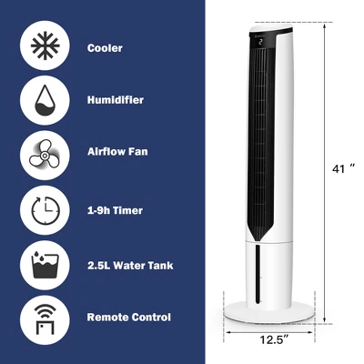 Costway 3-In-1 Evaporative Air Cooler 41'' Portable Tower Fan Humidifier 7 Costway 3-In-1 Evaporative Air Cooler 41'' Portable Tower Fan Humidifier - Image 7