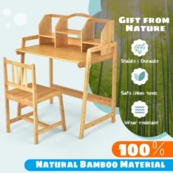 Costway Bamboo Kids Study Desk And Chair Set Height Adjustable Home School W/ Bookshelf -Costway Sales Store GUEST 12ccf7ec 3bb2 4786 94a1 c136720a8437