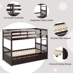 Costway Twin Over Twin Bunk Bed With Twin Trundle Solid Wood Frame Espresso/White -Costway Sales Store GUEST 19d3a859 b5f6 451c 9d39 2f6f71d52485