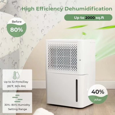 Costway 32 Pint Dehumidifier 2000 Sq. Ft Portable With 3 Modes & 24H Timer Home Basement 9 Costway 32 Pint Dehumidifier 2000 Sq. Ft Portable With 3 Modes & 24H Timer Home Basement - Image 9