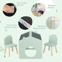 Costway 3 Piece Kids Wooden Table And Chair Set With Blackboard For Drawing Reading Green/Gray/White -Costway Sales Store GUEST 1b701611 f2ae 46ea 9f2a 1cf29db19561