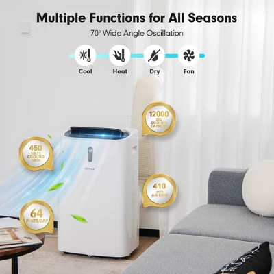Costway 8800 BTU (12000 BTU ASHRAE) Portable Air Conditioner 4-in-1 Air Cooler W/ APP & WiFi Smart Control 3 Costway 8800 BTU (12000 BTU ASHRAE) Portable Air Conditioner 4-in-1 Air Cooler W/ APP & WiFi Smart Control - Image 3