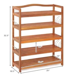 Costway 5-Tier Wood Shoe Rack Solid Acacia Wood Shoe Shelf With Side Metal Hooks 13 Costway 5-Tier Wood Shoe Rack Solid Acacia Wood Shoe Shelf With Side Metal Hooks -Costway Sales Store GUEST 20b5bbe5 aa80 4f61 a37e 191f7f4745ae