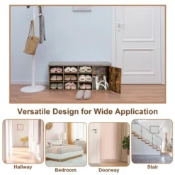 Costway Shoe Bench W/Padded Cushion 9-cube Adjustable Storage Shoe Rack Rustic Brown -Costway Sales Store GUEST 212026e9 4d35 4a52 8027 a005b0e385b7