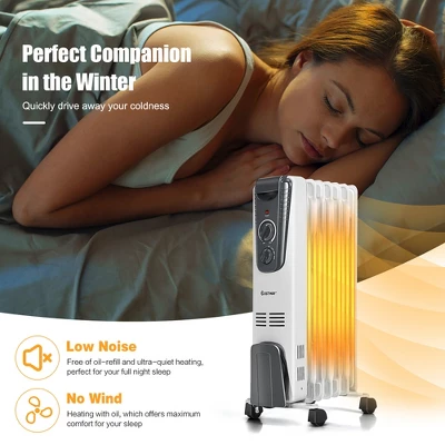 Costway 1500W Electric Oil Filled Radiator Space Heater 5.7 Fin Thermostat Room Radiant 4 Costway 1500W Electric Oil Filled Radiator Space Heater 5.7 Fin Thermostat Room Radiant - Image 4