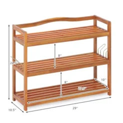 Costway 3-Tier Wood Shoe Rack Solid Acacia Wood Shoe Shelf With Side Metal Hooks -Costway Sales Store GUEST 2275756a b1d4 4588 a053 75460b5611d7