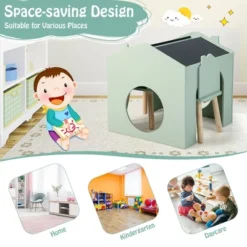 Costway 3 Piece Kids Wooden Table And Chair Set With Blackboard For Drawing Reading Green/Gray/White -Costway Sales Store GUEST 24341198 4546 4e60 83ec 41a9e2ae9480