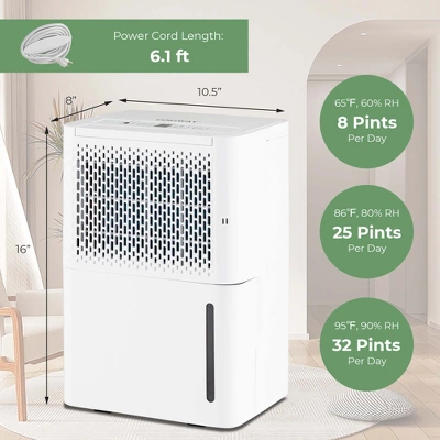 Costway 32 Pint Dehumidifier 2000 Sq. Ft Portable With 3 Modes & 24H Timer Home Basement 8 Costway 32 Pint Dehumidifier 2000 Sq. Ft Portable With 3 Modes & 24H Timer Home Basement - Image 8