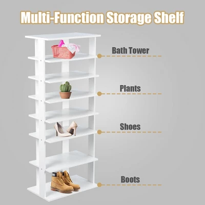 Costway Patented Wooden Shoes Storage Stand 7 Tiers Big Shoe Rack Organizer Multi-Shoe Rack 6 Costway Patented Wooden Shoes Storage Stand 7 Tiers Big Shoe Rack Organizer Multi-Shoe Rack - Image 6