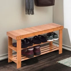 Costway 3 Tier Bamboo Shoe Rack Bench Storage Shelf Organizer Entryway Home Furni -Costway Sales Store GUEST 30768f5b f9c4 492a 906c 3ba672a8d1b2