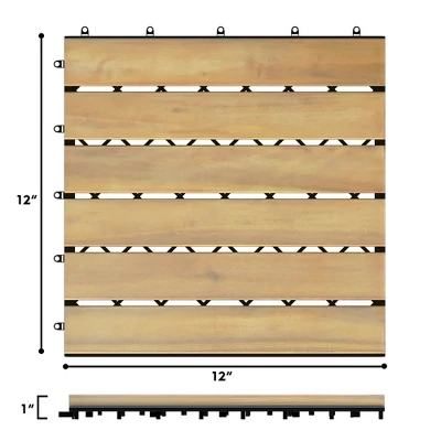 Costway 40PCS 12'' X 12'' Acacia Wood Deck Patio Pavers Stripe Pattern 1 Costway 40PCS 12'' X 12'' Acacia Wood Deck Patio Pavers Stripe Pattern