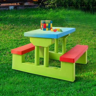 Costway 4 Seat Kids Picnic Table W/Umbrella Garden Yard Folding Children Bench Outdoor 3 Costway 4 Seat Kids Picnic Table W/Umbrella Garden Yard Folding Children Bench Outdoor - Image 3