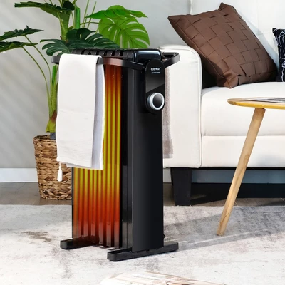 Costway 1500W Electric Space Heater Oil Filled Radiator Heater W/ Foldable Rack WhiteBlack 1 Costway 1500W Electric Space Heater Oil Filled Radiator Heater W/ Foldable Rack WhiteBlack