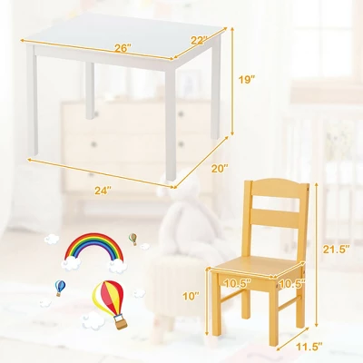 Costway 5 Piece Kids Wood Table Chair Set Activity Toddler Playroom Furniture Colorful 1 Costway 5 Piece Kids Wood Table Chair Set Activity Toddler Playroom Furniture Colorful