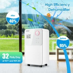 Costway 32 Pints 2000 Sq. Ft Dehumidifier For Home & Basements W/3-Color Digital Display