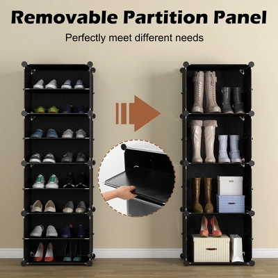 Costway Portable Shoe Rack Organizer 12-Cube 48 Pair Shoe Shelf Storage Cabinet W/Hook 4 Costway Portable Shoe Rack Organizer 12-Cube 48 Pair Shoe Shelf Storage Cabinet W/Hook - Image 4