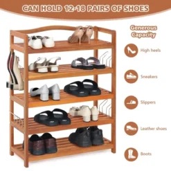 Costway 5-Tier Wood Shoe Rack Solid Acacia Wood Shoe Shelf With Side Metal Hooks 16 Costway 5-Tier Wood Shoe Rack Solid Acacia Wood Shoe Shelf With Side Metal Hooks -Costway Sales Store GUEST 3fce3b5e 26fa 4cb2 898b 079b31d140d6