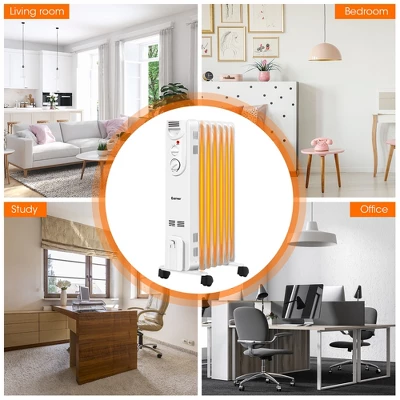 Costway 1500W Electric Indoor Oil Heater W/3 Heat Settings & Safe Protection For Home 4 Costway 1500W Electric Indoor Oil Heater W/3 Heat Settings & Safe Protection For Home - Image 4