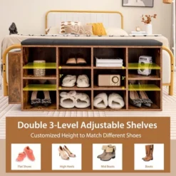 Costway Wooden Shoe Bench 10-Cube Storage Organizer With Padded Cushion & Umbrella Holder -Costway Sales Store GUEST 4444a60f 8f49 408f bfe3 7dfdade09887