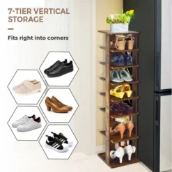 Costway 7-Tier Shoe Rack Free Standing Shelf Storage Tower Rustic Brown -Costway Sales Store GUEST 467237e5 0508 40bf 9a4b b5b7f4008a8d