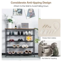 Shoe Rack 5-Tier Shoe Storage Organizer W/4 Metal Mesh Shelves For 16-20 Pairs -Costway Sales Store GUEST 4830f9e4 5e09 43d4 9430 71a899d330d5