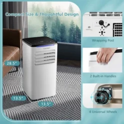 Costway 5200 BTU (8000 BTU ASHRAE) Portable Air Conditioner 3-in-1 AC Unit W/ Cool Dehum Fan Sleep Mode