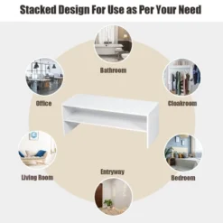 Costway 3 PCS Stackable Shoe Rack 31-Inch Horizontal Organizer 2-tier StorageShelf WhiteBrown -Costway Sales Store GUEST 4a6d80e8 56a3 4842 8ba9 8fa784d1e0da