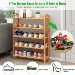 Costway 5-Tier Bamboo Shoe Rack FreeStanding Shoe Shelf Entryway Shoe Storage Organizer -Costway Sales Store GUEST 4b35ea55 5df2 4bc0 adac d528fccd2e65