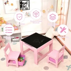 Costway 3 In 1 Wood Activity Table Chair Set W/Storage Box Pink -Costway Sales Store GUEST 4b9961a2 3558 47a3 b3d0 a78b011747fd