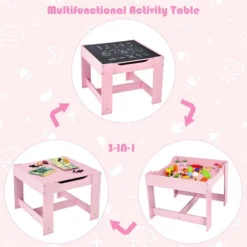 Costway 3 In 1 Kids Wood Table Chairs Set W/ Storage Box Blackboard Drawing Pink -Costway Sales Store GUEST 4d43531d b688 45c7 805a fdca4e59f222 1