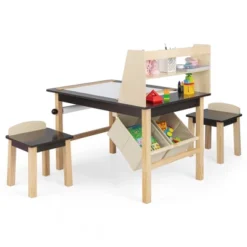 Costway Kids Art Table & Chairs Set Wooden Drawing Desk With Paper Roll Storage Shelf Bins -Costway Sales Store GUEST 51079fed 6758 4d63 90d6 57d5b881bbb7
