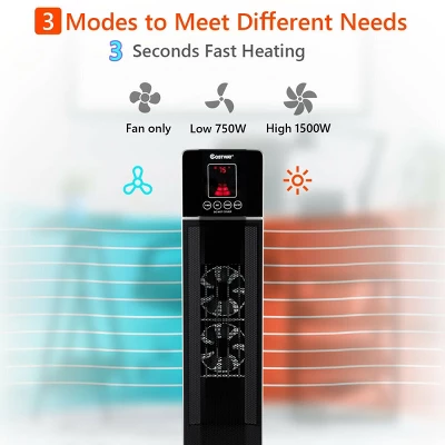 Costway 1500W Portable Oscillating Ceramic Tower Heater W/ Timer Remote Control Room Use 4 Costway 1500W Portable Oscillating Ceramic Tower Heater W/ Timer Remote Control Room Use - Image 4