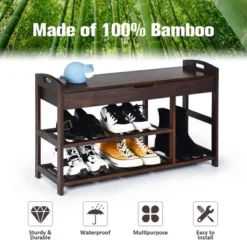 Costway 3-Tier Bamboo Shoe Bench Entryway Storage Rack Organizer Home Hallway BrownNature 16 Costway 3-Tier Bamboo Shoe Bench Entryway Storage Rack Organizer Home Hallway BrownNature -Costway Sales Store GUEST 584b9ae7 a730 4a5e 9b48 b832b348a026