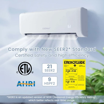 Costway 17,000 BTU Mini Split Air Conditioner AC Unit With Heat Pump & Remote Control 9 Costway 17,000 BTU Mini Split Air Conditioner AC Unit With Heat Pump & Remote Control - Image 9