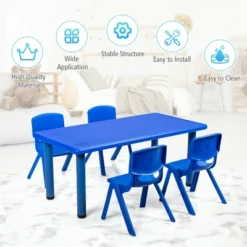 Costway Kids Plastic Rectangular Learn And Play Table Playroom Kindergarten Home Blue -Costway Sales Store GUEST 628cec32 8e4a 45aa 9468 63becd680a5b