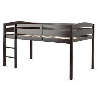 Costway Twin Low Loft Bunk Junior Bed Bedroom Wooden Guard Rail Ladder White/Espresso/Grey 10 Costway Twin Low Loft Bunk Junior Bed Bedroom Wooden Guard Rail Ladder White/Espresso/Grey - Image 10