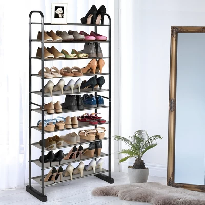 Costway 10-Tier Shoe Rack Space-saving Shoe Organizer W/Metal Frame Shoe Tower 4 Costway 10-Tier Shoe Rack Space-saving Shoe Organizer W/Metal Frame Shoe Tower - Image 4