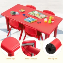 Costway Kids Plastic Rectangular Learn And Play Table Playroom Kindergarten Home Red -Costway Sales Store GUEST 675679d4 b25d 4b43 a483 ebccd3cb01ab