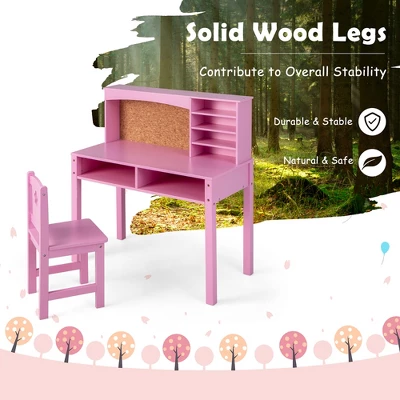 Costway Kids Desk And Chair Set Study Writing Workstation With Hutch & Bulletin Board 6 Costway Kids Desk And Chair Set Study Writing Workstation With Hutch & Bulletin Board - Image 6