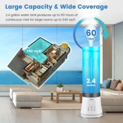 Costway Humidifier For Large Room 9L Warm & Cool Mist Top Fill Ultrasonic Air Vaporizer