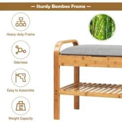 Costway Shoe Rack Bench Bamboo W/Cushioned Seat&Storage Shelf Padded Seat Shoe Bench -Costway Sales Store GUEST 716265d9 c6a1 4424 99d9 92c49868bc5d