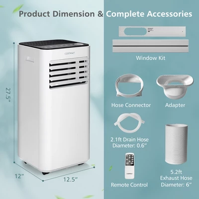 Costway 10000 BTU Portable Air Conditioner 3-in-1 Air Cooler With Fan Dehum Sleep Mode 9 Costway 10000 BTU Portable Air Conditioner 3-in-1 Air Cooler With Fan Dehum Sleep Mode - Image 9