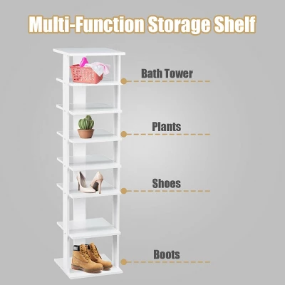 Costway Wooden Shoes Storage Stand 7 Tiers Shoe Rack Organizer Multi-shoe Rack Shoebox 5 Costway Wooden Shoes Storage Stand 7 Tiers Shoe Rack Organizer Multi-shoe Rack Shoebox - Image 5