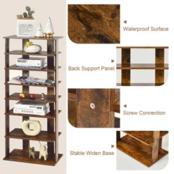 Costway Patented 7-Tier Double Shoe Rack Free Standing Shelf Storage Tower Rustic Brown 14 Costway Patented 7-Tier Double Shoe Rack Free Standing Shelf Storage Tower Rustic Brown -Costway Sales Store GUEST 74cd8c18 5280 4e4c bac2 1852c8121287