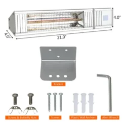 Costway 1500W Infrared Patio Heater W/ Remote Control & 24H Timer For Indoor Outdoor